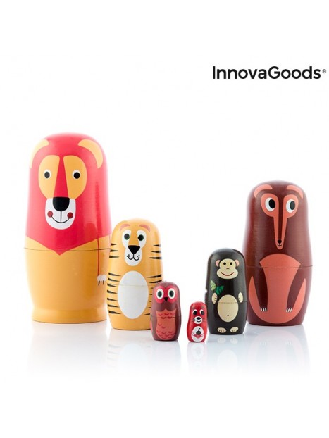 Matryoshka Wooden Animal Figures Funimals InnovaGoods 11 Pieces