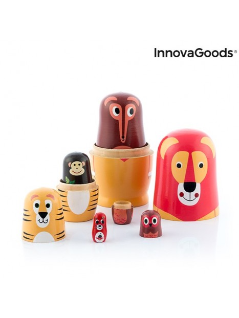 Poupée russe en bois avec figurines d'animaux Funimals