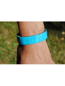Bracelet extensible turquoise reconstituée 1 cm