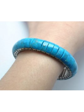 Bracelet extensible turquoise naturelle 1 cm