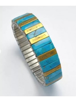 Bracelet extensible en turquoise naturelle et acier