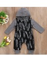 Hooded Feather Print Romper