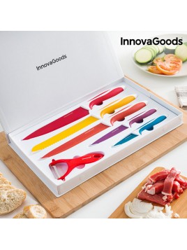InnovaGoods Set of Ceramic Coated Knives with Peeler (6 pieces)