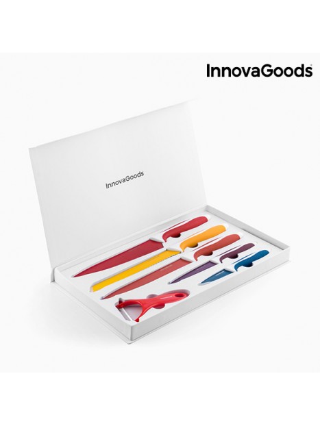 InnovaGoods Set of Ceramic Coated Knives with Peeler (6 pieces)