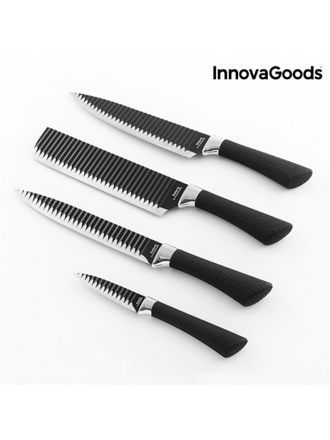 InnovaGoods Swiss·Q Namiutsu Black Shark Knife Set (4 Pieces)